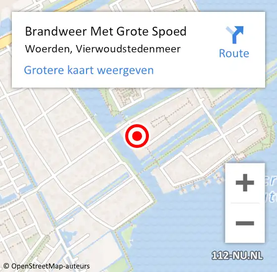 Locatie op kaart van de 112 melding: Brandweer Met Grote Spoed Naar Woerden, Vierwoudstedenmeer op 4 januari 2021 11:22