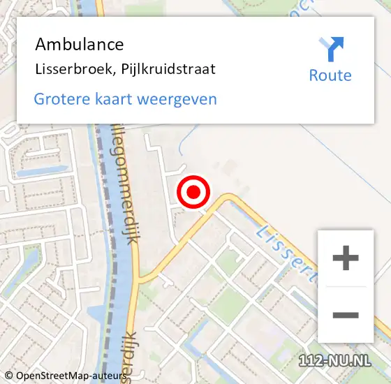 Locatie op kaart van de 112 melding: Ambulance Lisserbroek, Pijlkruidstraat op 4 januari 2021 12:05