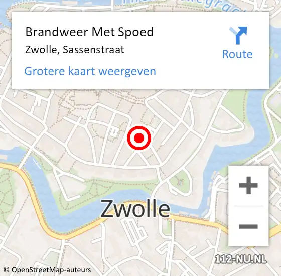 Locatie op kaart van de 112 melding: Brandweer Met Spoed Naar Zwolle, Sassenstraat op 4 januari 2021 12:33