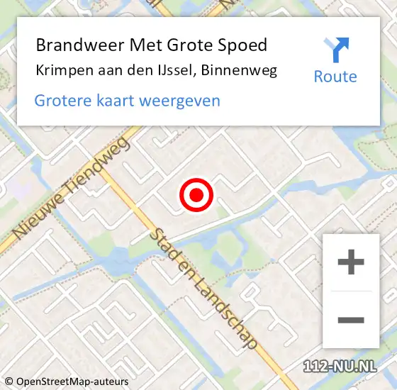 Locatie op kaart van de 112 melding: Brandweer Met Grote Spoed Naar Krimpen aan den IJssel, Binnenweg op 4 januari 2021 13:37