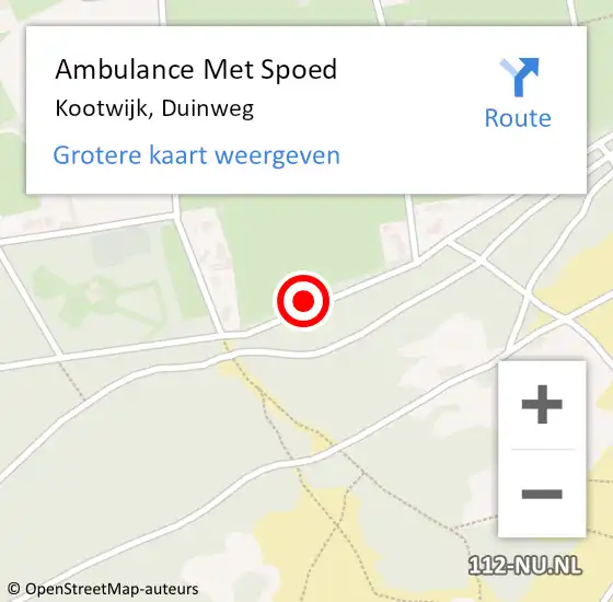 Locatie op kaart van de 112 melding: Ambulance Met Spoed Naar Kootwijk, Duinweg op 4 januari 2021 13:56