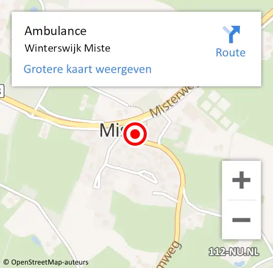 Locatie op kaart van de 112 melding: Ambulance Winterswijk Miste op 4 januari 2021 14:28