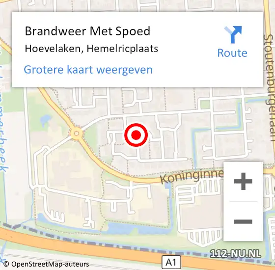 Locatie op kaart van de 112 melding: Brandweer Met Spoed Naar Hoevelaken, Hemelricplaats op 4 januari 2021 14:55