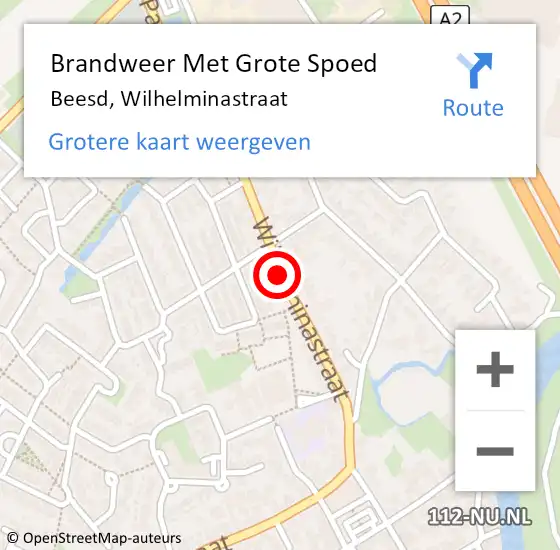 Locatie op kaart van de 112 melding: Brandweer Met Grote Spoed Naar Beesd, Wilhelminastraat op 4 januari 2021 15:35