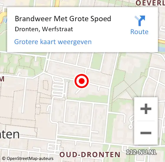 Locatie op kaart van de 112 melding: Brandweer Met Grote Spoed Naar Dronten, Werfstraat op 4 januari 2021 17:00