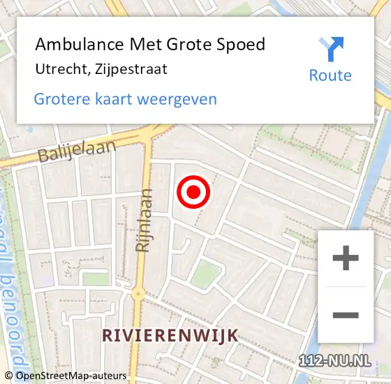 Locatie op kaart van de 112 melding: Ambulance Met Grote Spoed Naar Utrecht, Zijpestraat op 29 mei 2014 18:01