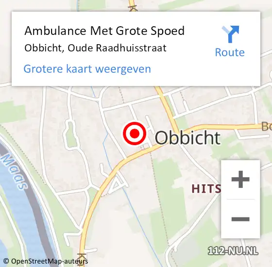 Locatie op kaart van de 112 melding: Ambulance Met Grote Spoed Naar Obbicht, Oude Raadhuisstraat op 29 mei 2014 18:09