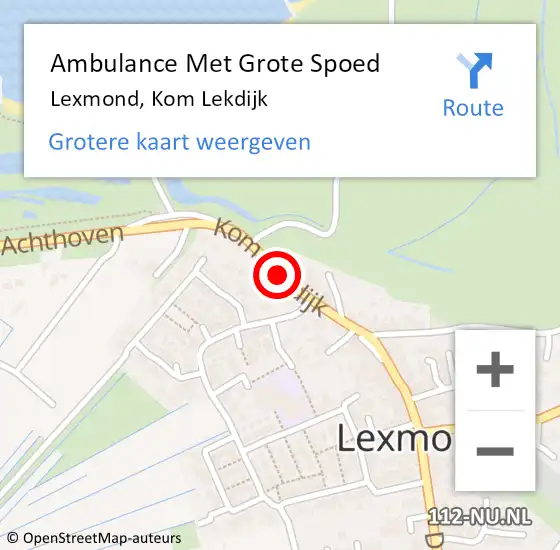 Locatie op kaart van de 112 melding: Ambulance Met Grote Spoed Naar Lexmond, Kom Lekdijk op 4 januari 2021 19:55