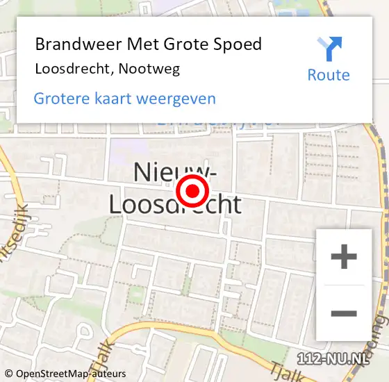 Locatie op kaart van de 112 melding: Brandweer Met Grote Spoed Naar Loosdrecht, Nootweg op 4 januari 2021 20:05