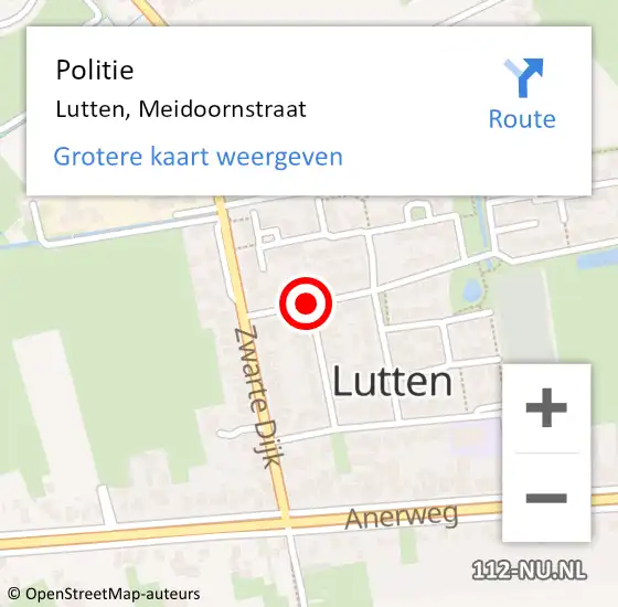 Locatie op kaart van de 112 melding: Politie Lutten, Meidoornstraat op 4 januari 2021 22:13
