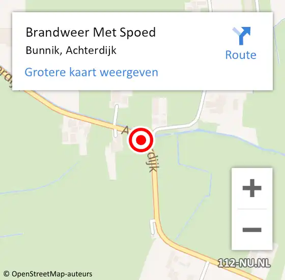 Locatie op kaart van de 112 melding: Brandweer Met Spoed Naar Bunnik, Achterdijk op 5 januari 2021 00:34