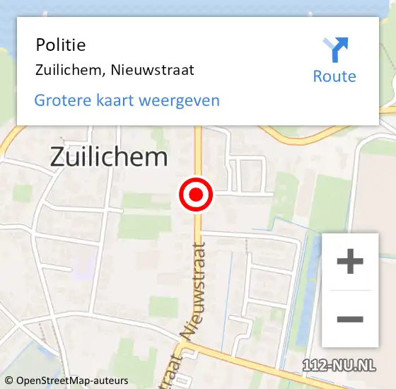Locatie op kaart van de 112 melding: Politie Zuilichem, Nieuwstraat op 5 januari 2021 02:24
