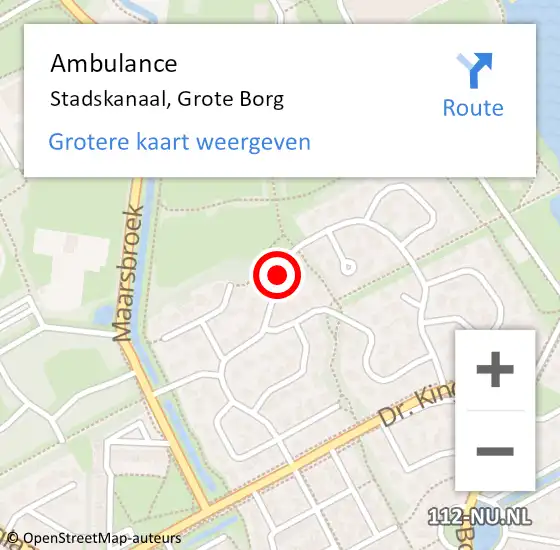 Locatie op kaart van de 112 melding: Ambulance Stadskanaal, Grote Borg op 5 januari 2021 04:56