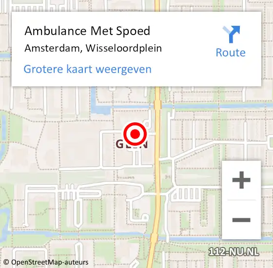 Locatie op kaart van de 112 melding: Ambulance Met Spoed Naar Amsterdam, Wisseloordplein op 5 januari 2021 08:49