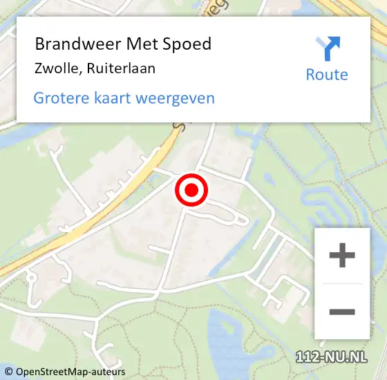 Locatie op kaart van de 112 melding: Brandweer Met Spoed Naar Zwolle, Ruiterlaan op 5 januari 2021 09:26