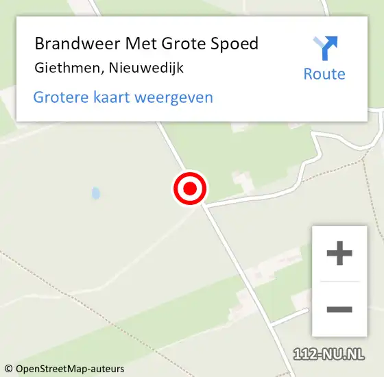 Locatie op kaart van de 112 melding: Brandweer Met Grote Spoed Naar Giethmen, Nieuwedijk op 29 mei 2014 19:15