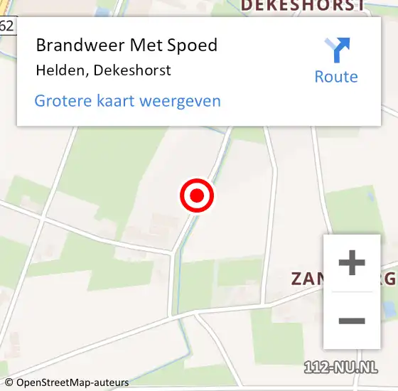 Locatie op kaart van de 112 melding: Brandweer Met Spoed Naar Helden, Dekeshorst op 5 januari 2021 11:01