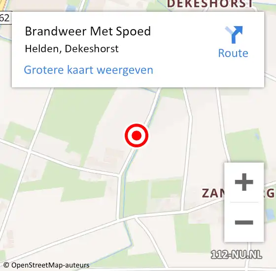 Locatie op kaart van de 112 melding: Brandweer Met Spoed Naar Helden, Dekeshorst op 5 januari 2021 11:19