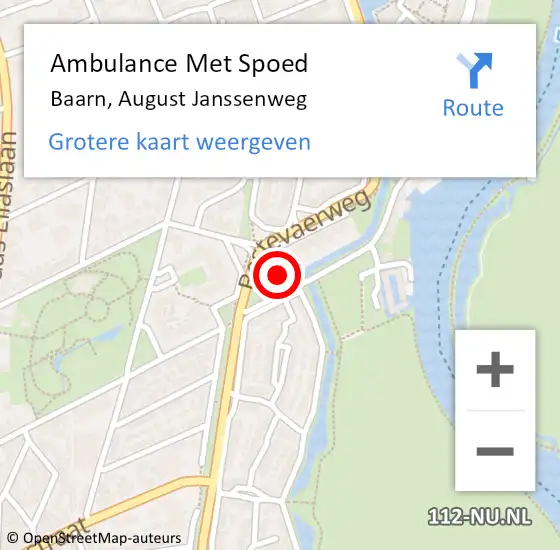 Locatie op kaart van de 112 melding: Ambulance Met Spoed Naar Baarn, August Janssenweg op 29 mei 2014 19:36