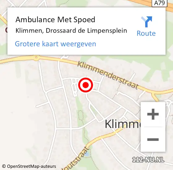 Locatie op kaart van de 112 melding: Ambulance Met Spoed Naar Klimmen, Drossaard de Limpensplein op 29 mei 2014 19:46