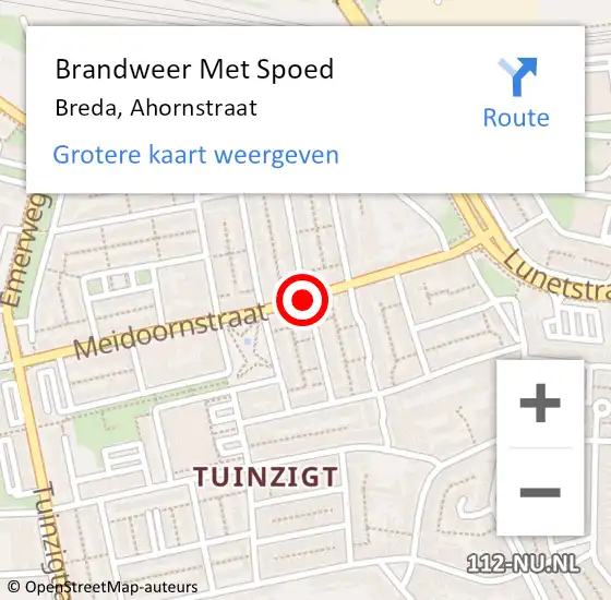 Locatie op kaart van de 112 melding: Brandweer Met Spoed Naar Breda, Ahornstraat op 5 januari 2021 13:31