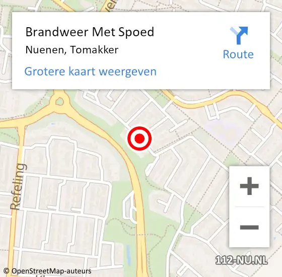 Locatie op kaart van de 112 melding: Brandweer Met Spoed Naar Nuenen, Tomakker op 5 januari 2021 13:50