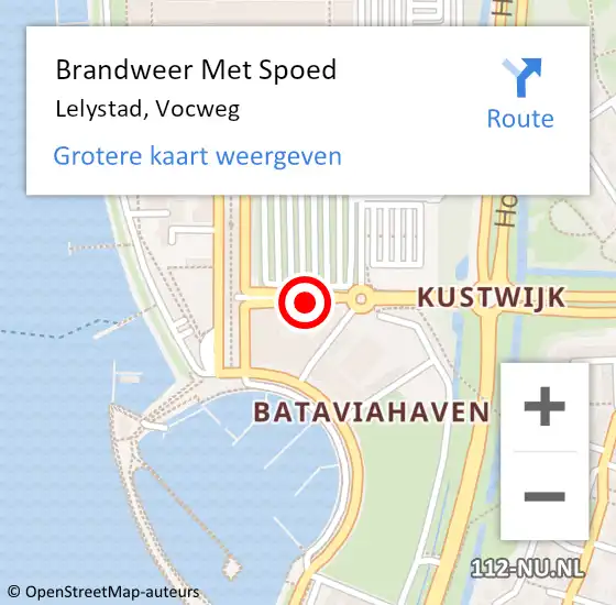 Locatie op kaart van de 112 melding: Brandweer Met Spoed Naar Lelystad, Vocweg op 5 januari 2021 15:01