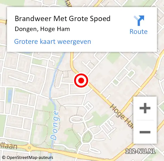 Locatie op kaart van de 112 melding: Brandweer Met Grote Spoed Naar Dongen, Hoge Ham op 29 mei 2014 20:10