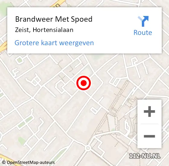 Locatie op kaart van de 112 melding: Brandweer Met Spoed Naar Zeist, Hortensialaan op 5 januari 2021 15:52