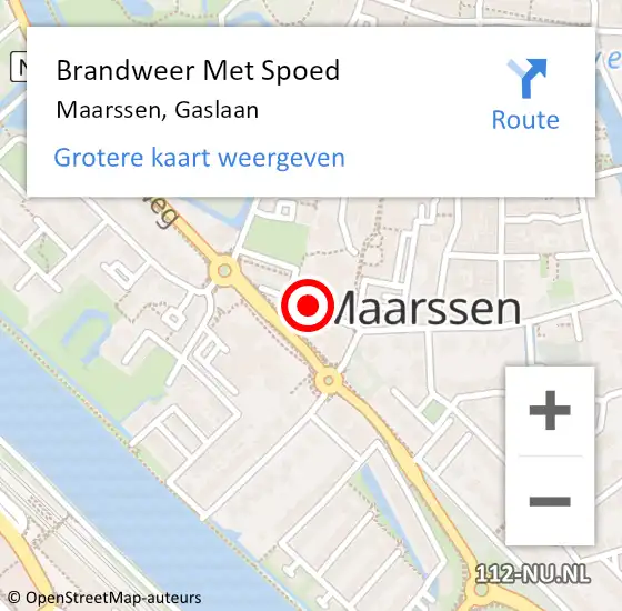 Locatie op kaart van de 112 melding: Brandweer Met Spoed Naar Maarssen, Gaslaan op 5 januari 2021 16:04