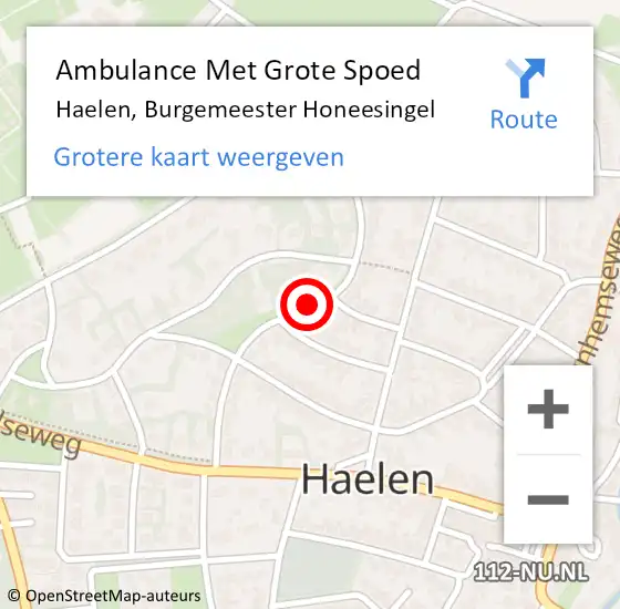 Locatie op kaart van de 112 melding: Ambulance Met Grote Spoed Naar Haelen, Burgemeester Honeesingel op 5 januari 2021 16:20