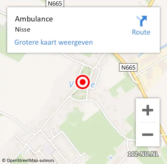 Locatie op kaart van de 112 melding: Ambulance Nisse op 5 januari 2021 17:10