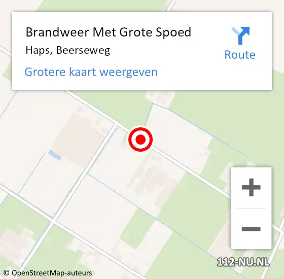 Locatie op kaart van de 112 melding: Brandweer Met Grote Spoed Naar Haps, Beerseweg op 5 januari 2021 17:12