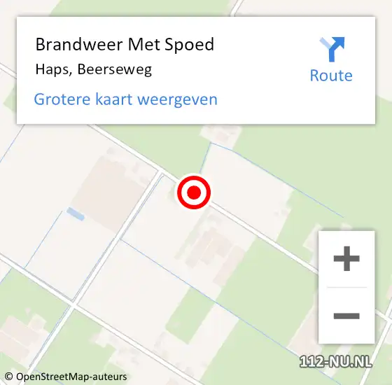 Locatie op kaart van de 112 melding: Brandweer Met Spoed Naar Haps, Beerseweg op 5 januari 2021 17:16