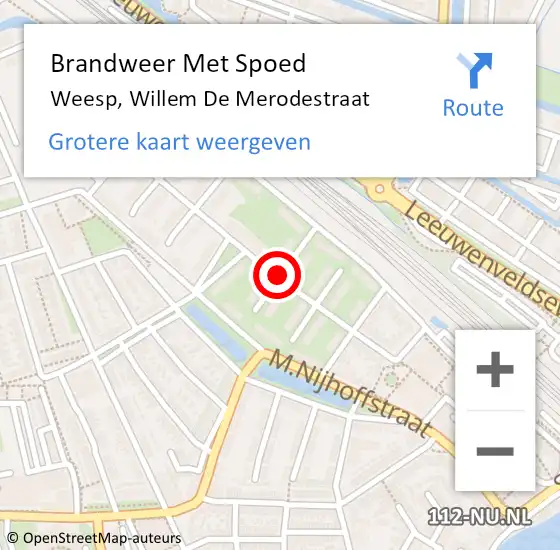 Locatie op kaart van de 112 melding: Brandweer Met Spoed Naar Weesp, Willem De Merodestraat op 5 januari 2021 19:54