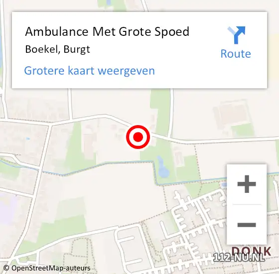 Locatie op kaart van de 112 melding: Ambulance Met Grote Spoed Naar Boekel, Burgt op 29 mei 2014 20:45