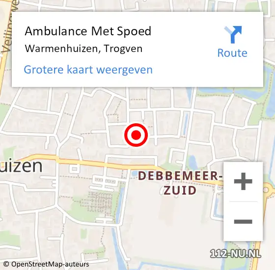 Locatie op kaart van de 112 melding: Ambulance Met Spoed Naar Warmenhuizen, Trogven op 5 januari 2021 21:18