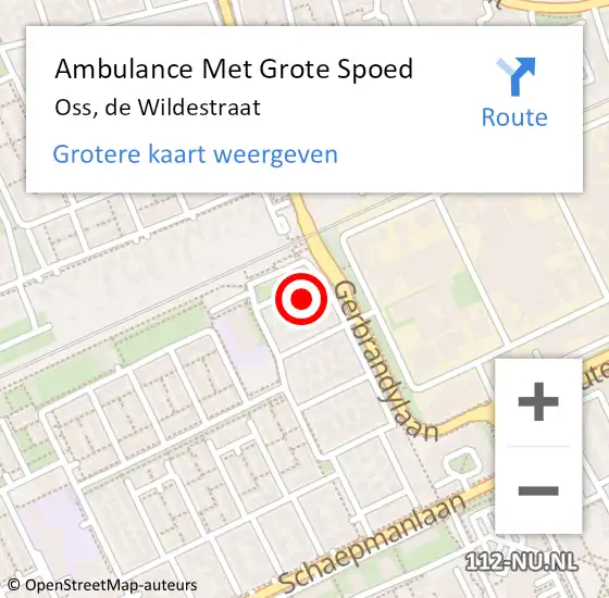 Locatie op kaart van de 112 melding: Ambulance Met Grote Spoed Naar Oss, de Wildestraat op 29 mei 2014 21:21