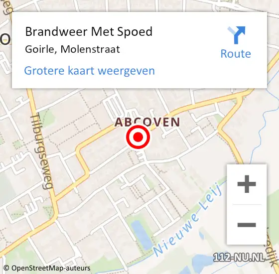 Locatie op kaart van de 112 melding: Brandweer Met Spoed Naar Goirle, Molenstraat op 6 januari 2021 06:52