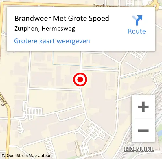 Locatie op kaart van de 112 melding: Brandweer Met Grote Spoed Naar Zutphen, Hermesweg op 6 januari 2021 08:31