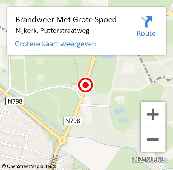 Locatie op kaart van de 112 melding: Brandweer Met Grote Spoed Naar Nijkerk, Putterstraatweg op 6 januari 2021 08:39