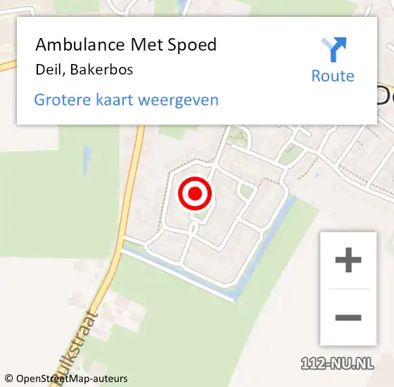 Locatie op kaart van de 112 melding: Ambulance Met Spoed Naar Deil, Bakerbos op 6 januari 2021 08:47