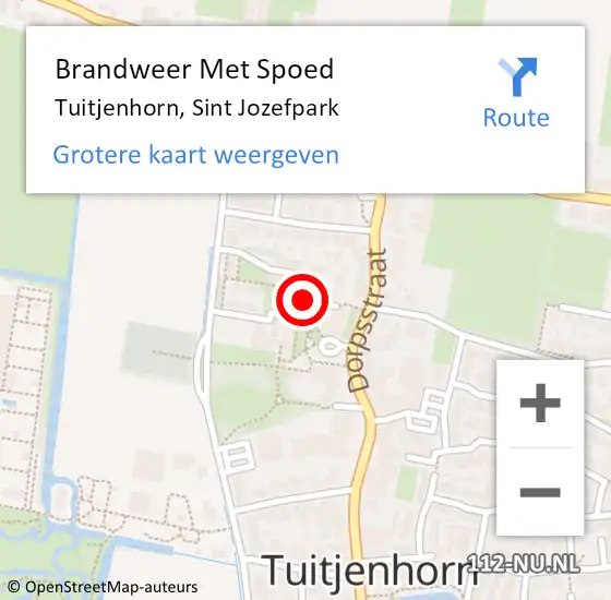 Locatie op kaart van de 112 melding: Brandweer Met Spoed Naar Tuitjenhorn, Sint Jozefpark op 6 januari 2021 10:58