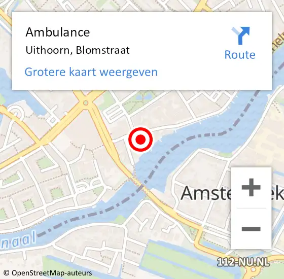 Locatie op kaart van de 112 melding: Ambulance Uithoorn, Blomstraat op 6 januari 2021 11:09