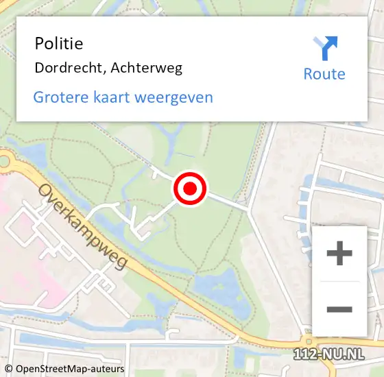 Locatie op kaart van de 112 melding: Politie Dordrecht, Achterweg op 6 januari 2021 11:55