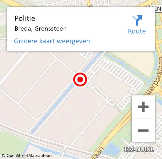 Locatie op kaart van de 112 melding: Politie Breda, Grenssteen op 6 januari 2021 13:04