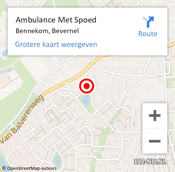 Locatie op kaart van de 112 melding: Ambulance Met Spoed Naar Bennekom, Bevernel op 6 januari 2021 13:20