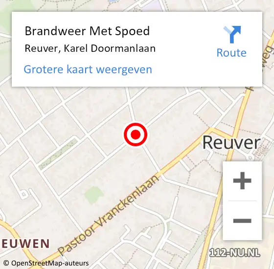 Locatie op kaart van de 112 melding: Brandweer Met Spoed Naar Reuver, Karel Doormanlaan op 6 januari 2021 14:26