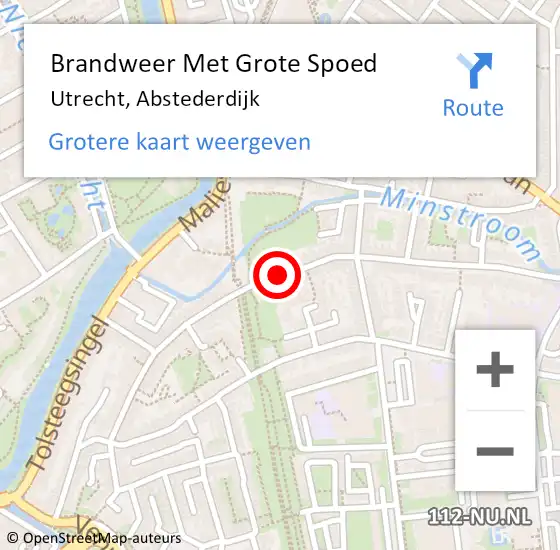 Locatie op kaart van de 112 melding: Brandweer Met Grote Spoed Naar Utrecht, Abstederdijk op 6 januari 2021 14:59