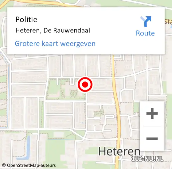 Locatie op kaart van de 112 melding: Politie Heteren, De Rauwendaal op 6 januari 2021 15:04